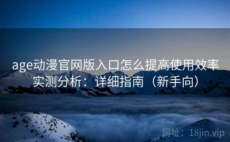age动漫官网版入口怎么提高使用效率实测分析：详细指南（新手向）