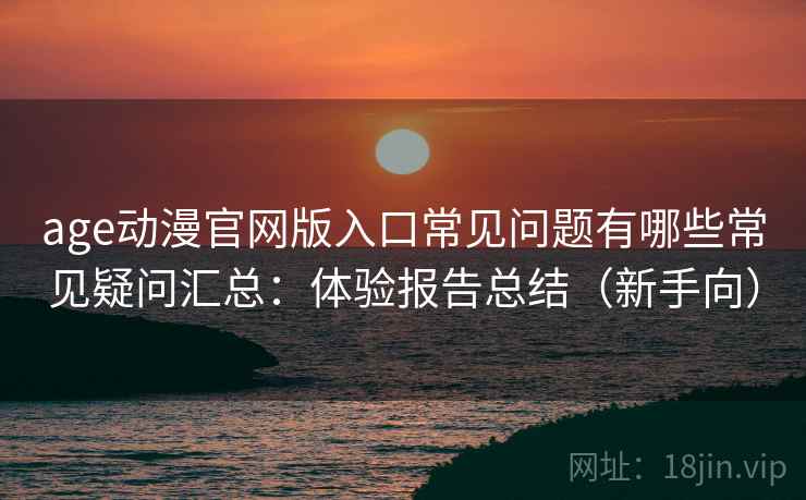 age动漫官网版入口常见问题有哪些常见疑问汇总：体验报告总结（新手向）