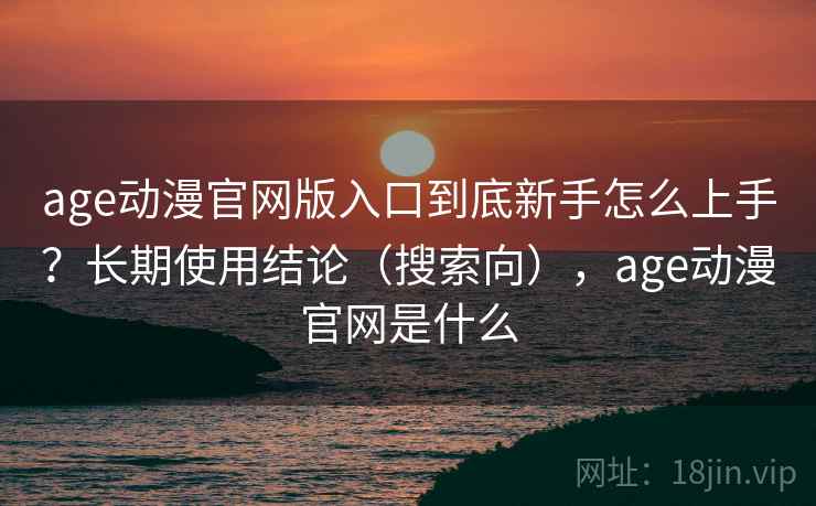 age动漫官网版入口到底新手怎么上手？长期使用结论（搜索向），age动漫官网是什么